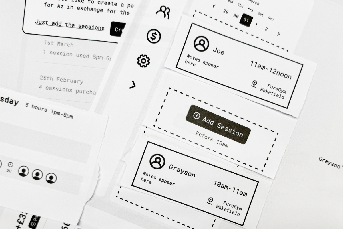 Lo fi wireframes for PT Portal