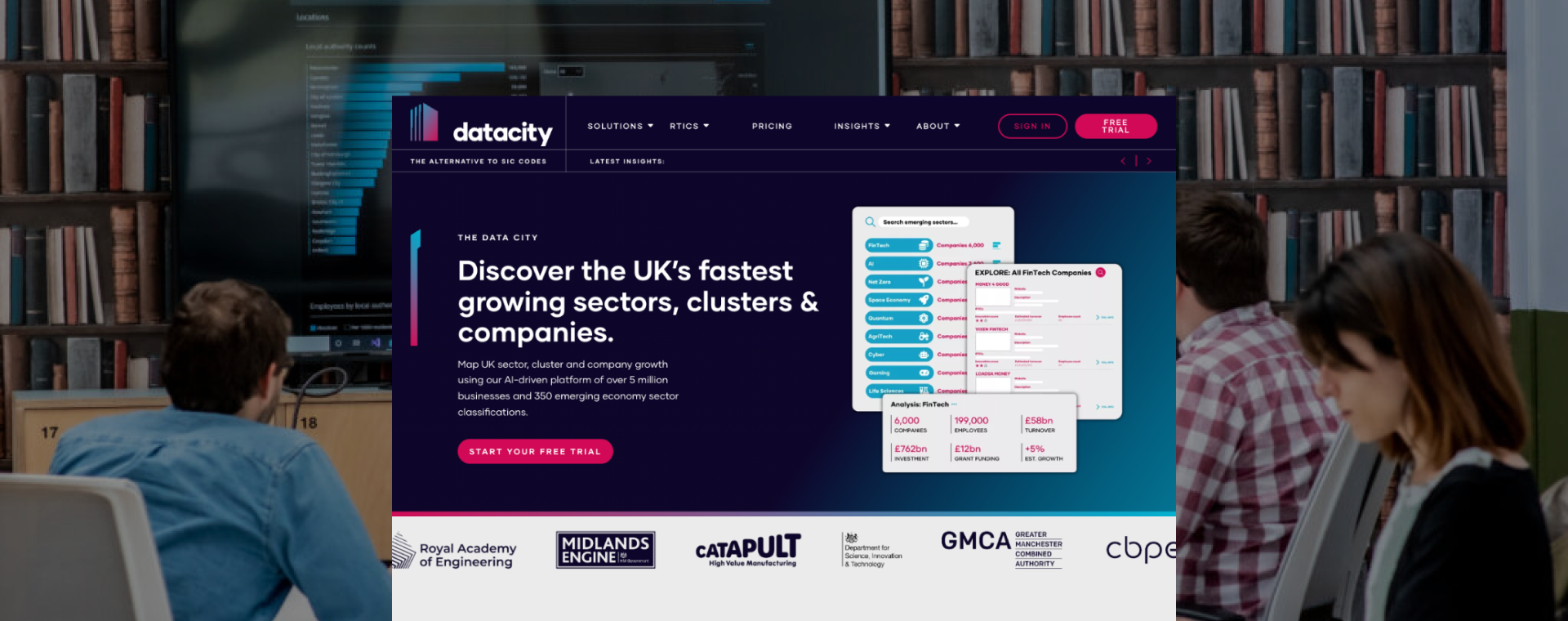 A screenshot of the Data City website