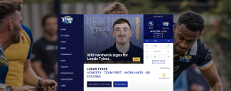 A screenshot of Leeds Tykes' revamped website